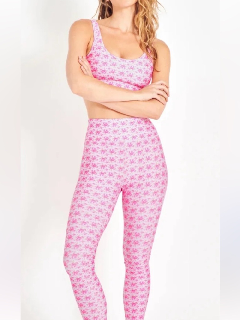 **SOLD** LoveShackFancy Pink Floral Jutta Leggings and Matching Sport Bra Set